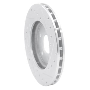 Chrysler Sebring Brake Rotor (1) - Front Left - R1 Concepts - Drilled & Slotted - Silver - `95-`00